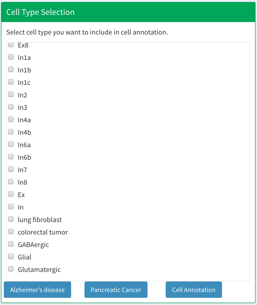 Cell annotation panel