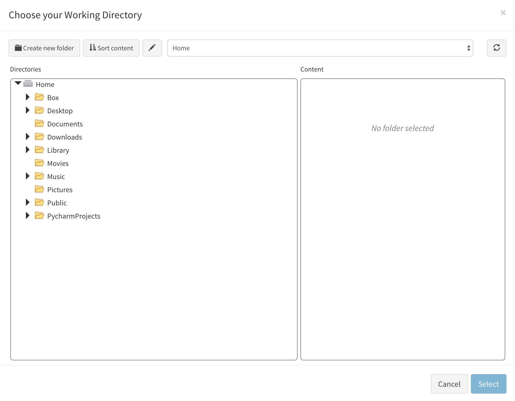 Select directory